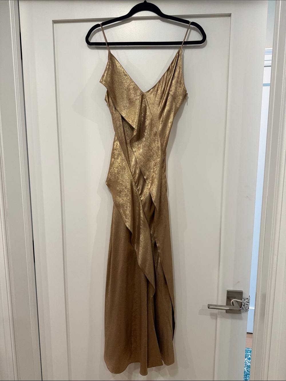 Acler Gold Dress with Ruffle Detail | Size 6